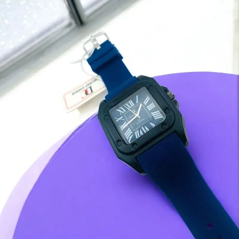 DC Square Dial Silicone Straps Mens Watch