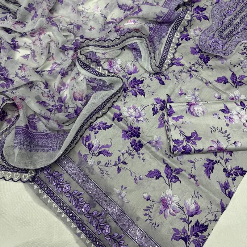 AFROZEH PATCHES with 4 Side Lace Chiffon Dupatta
